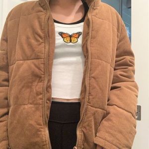 Brandy Melville Macy corduroy puffer jacket brown